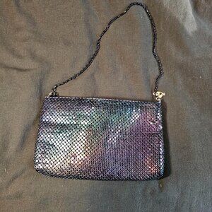 Purple And Silver Metallic Clutch